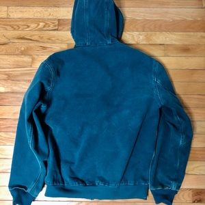 RARE TEAL carhartt jacket, vintage style with worn faux leather logo